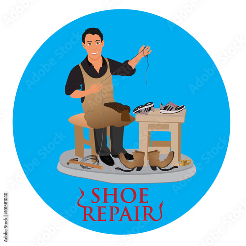 shoemaker cobbler repair shoe, vector illustration