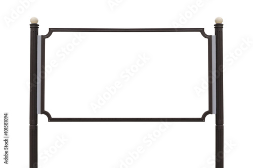 Large Billboard wooden sign post isolated white background.
