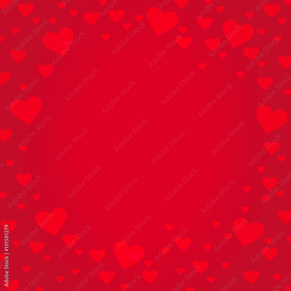 Red hearts on red border background - design for Valentine's Day, Love card, Mother's Day, Weddings Red hearts on red border background - design for Valentine's Day, Love card, Mother's Day, Weddings