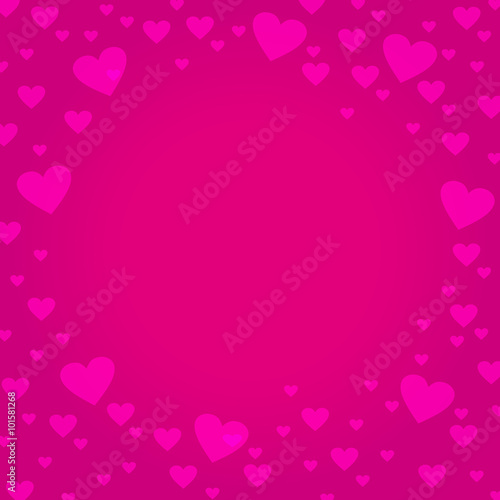 Pink hearts on deep pink border background - design for  Valentine's Day, Love card, Mother's Day, Weddings © jitadobestock