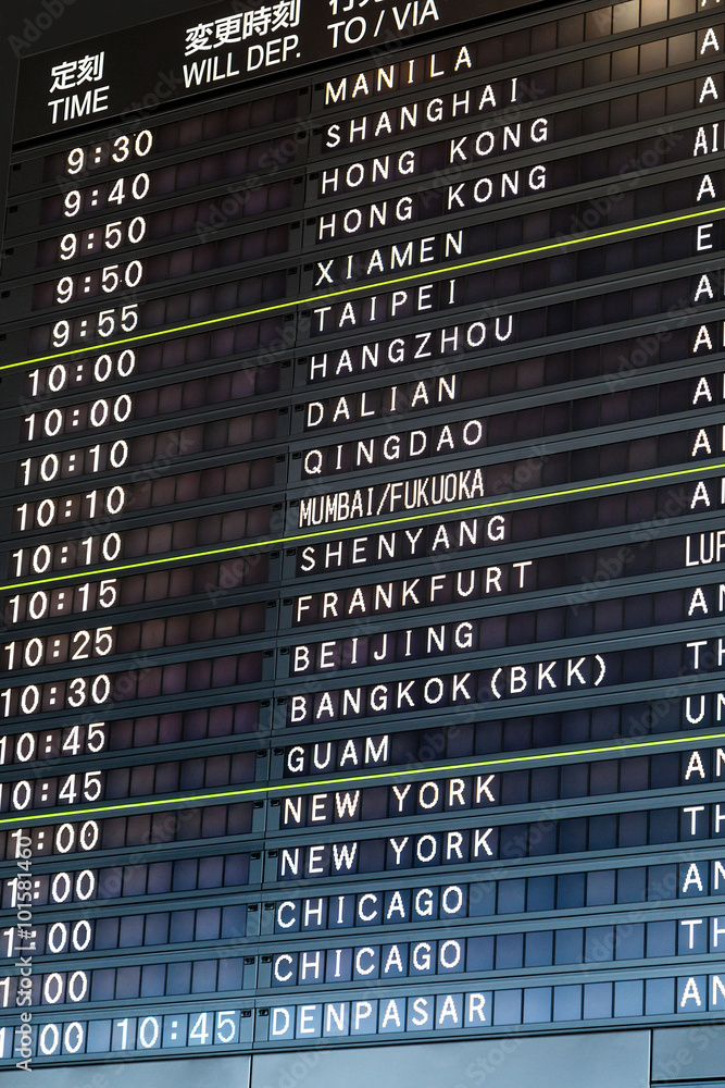 Fototapeta premium International Airport Departure Flight Information Board
