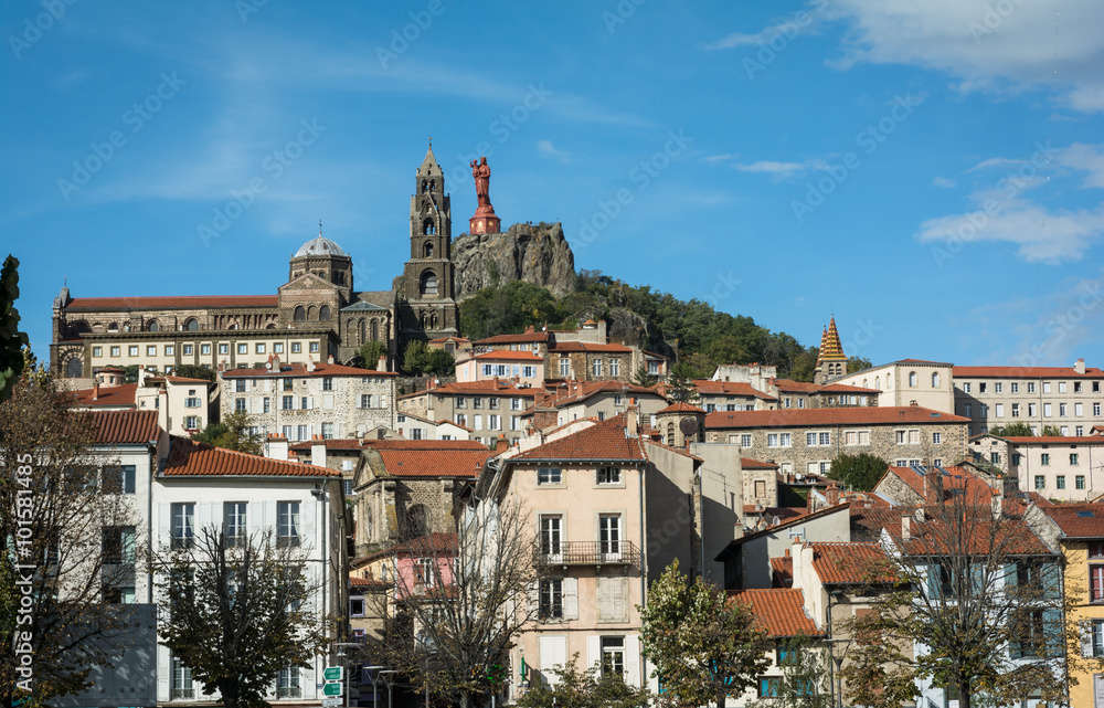 Scenic view of French town Le Puy-en-Velay