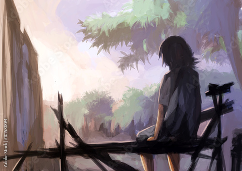 illustration digital painting blue feeling