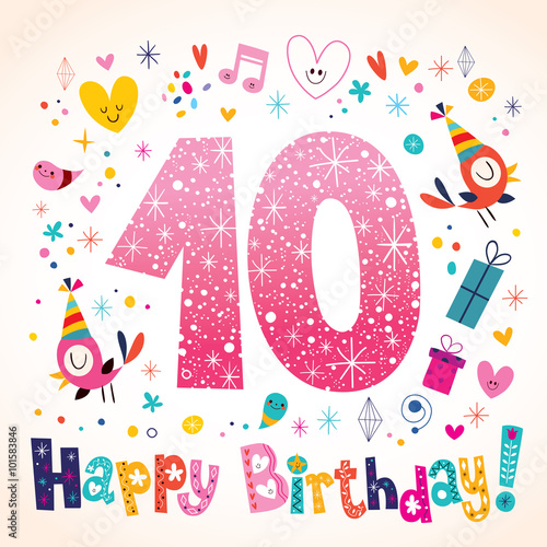 Happy Birthday 10 years kids greeting card