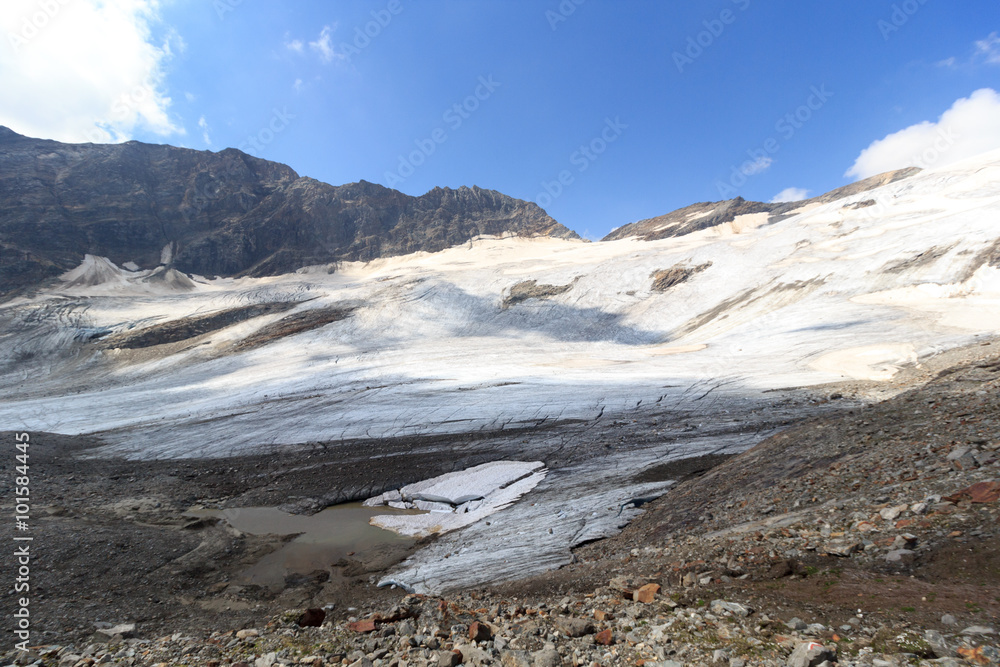 Mountain glacier panorama in Hohe Tauern Alps, Austria