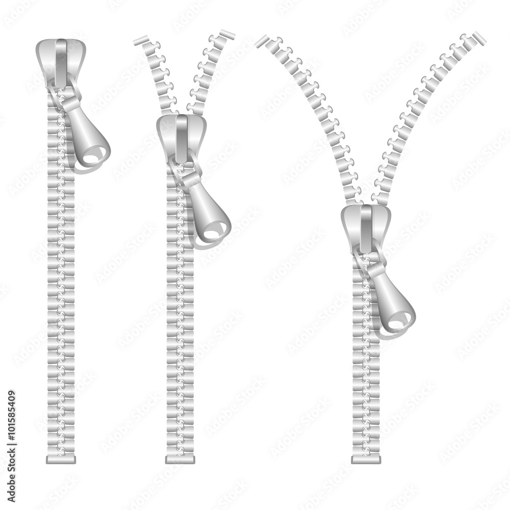 Obraz na plátně Silver Zip Set. Vector