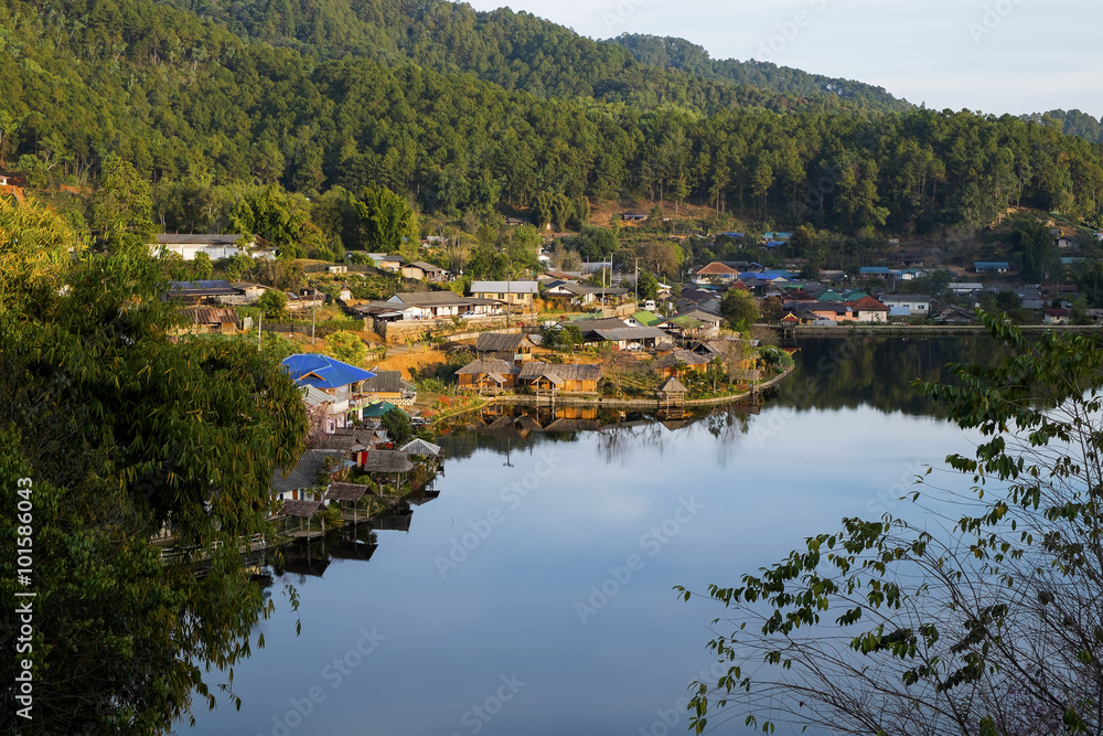 Obraz premium Old Village is reflection Rak Thai Village in Pai,Mae Hong Son,Thailand.