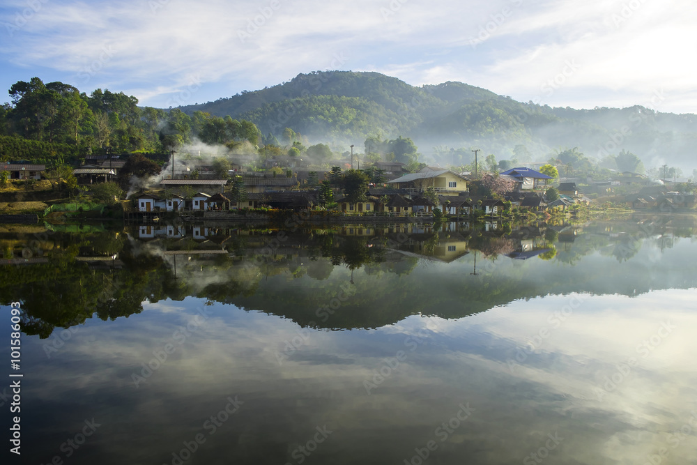 Fototapeta premium Old Village is reflection Rak Thai Village in Pai,Mae Hong Son,Thailand.