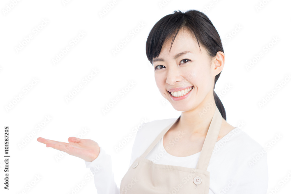 エプロンをした女性 エプロンをした女性