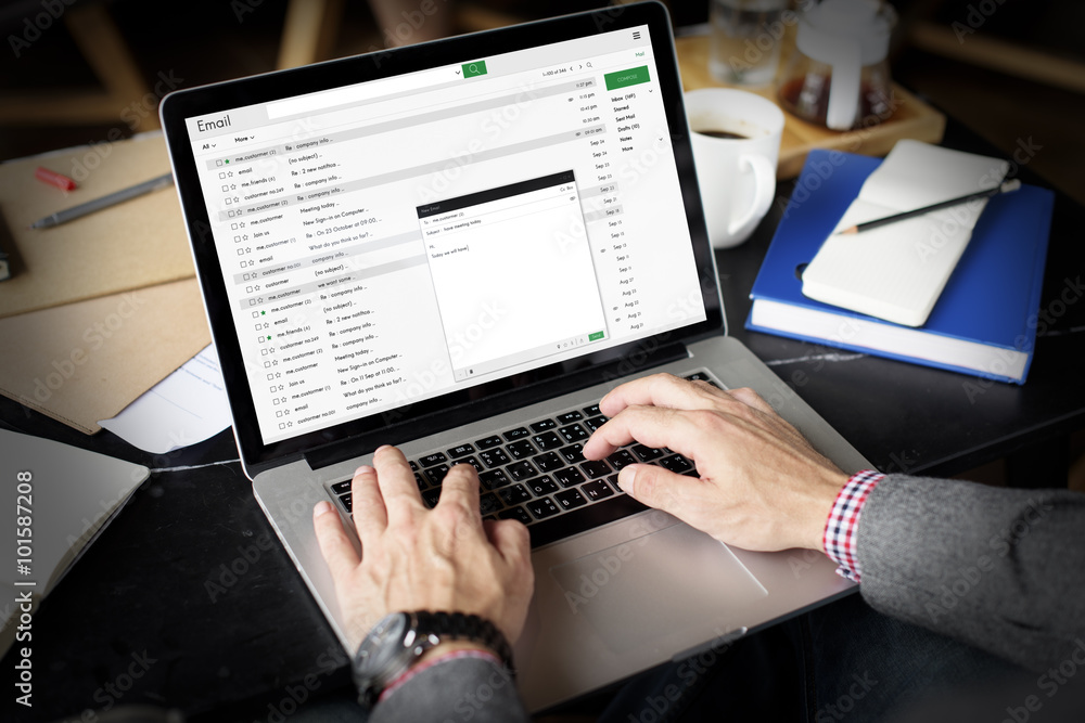 Businessman Using Laptop Working Thinking Concept Businessman Using Laptop Working Thinking Concept
