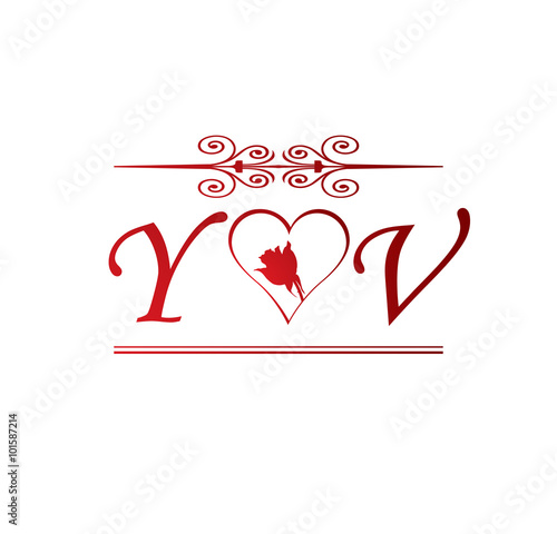 Yv Love Initial With Red Heart And Rose Stock Vector Adobe Stock Yv Love Initial With Red Heart And Rose Stock Vector Adobe Stock