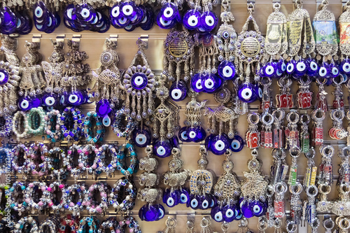 Turkish souvenirs, cat's eye, bracelets, key rings