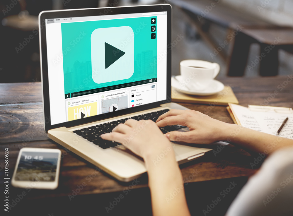 Fototapeta premium Play Button Audio Video Media Technology Concept