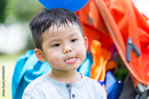 Little boy showing funny face