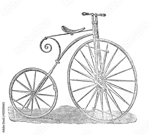 Boneshaker bicycle facing right steel penny farthing