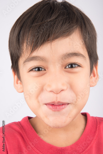 Close up face with smiling kid portrait