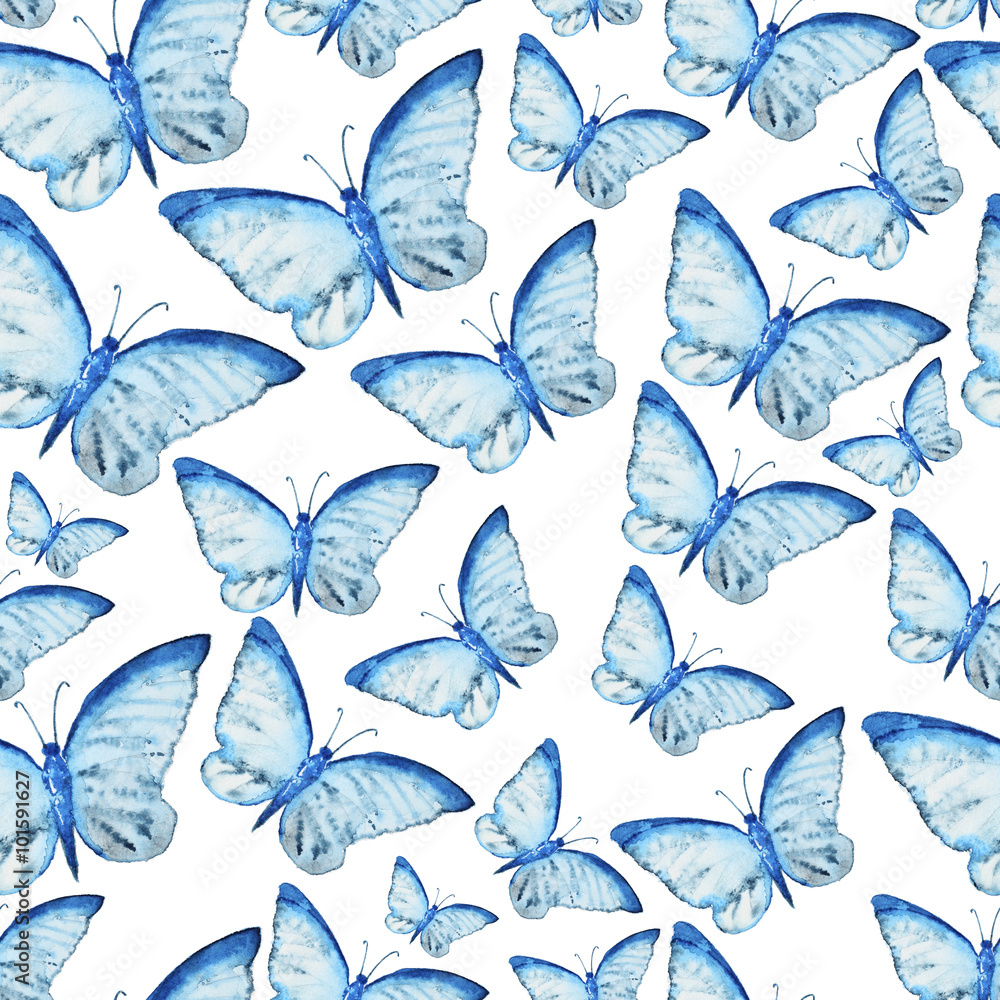 Watercolor pattern with batterfly