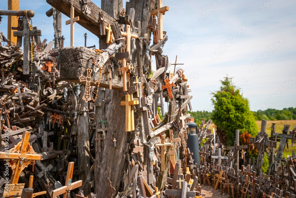 Crosses detail at the hill of crosses, Lithuania
