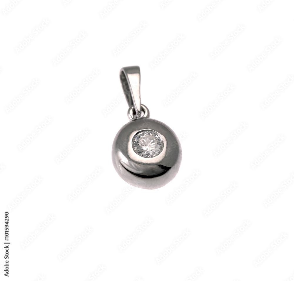 Diamond gold pendant isolated white background Diamond gold pendant isolated white background