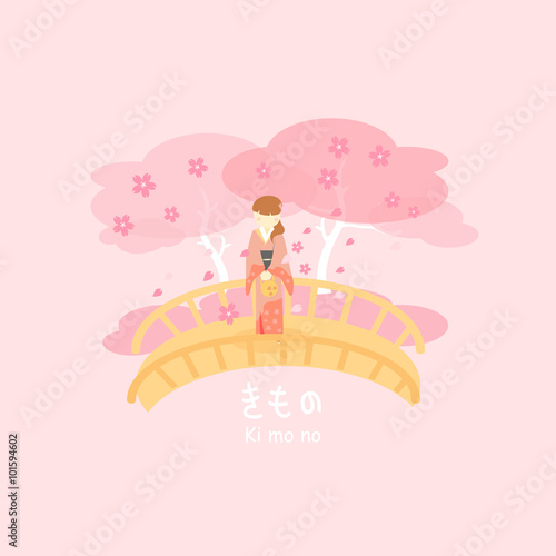 Japan woman wear Kimono