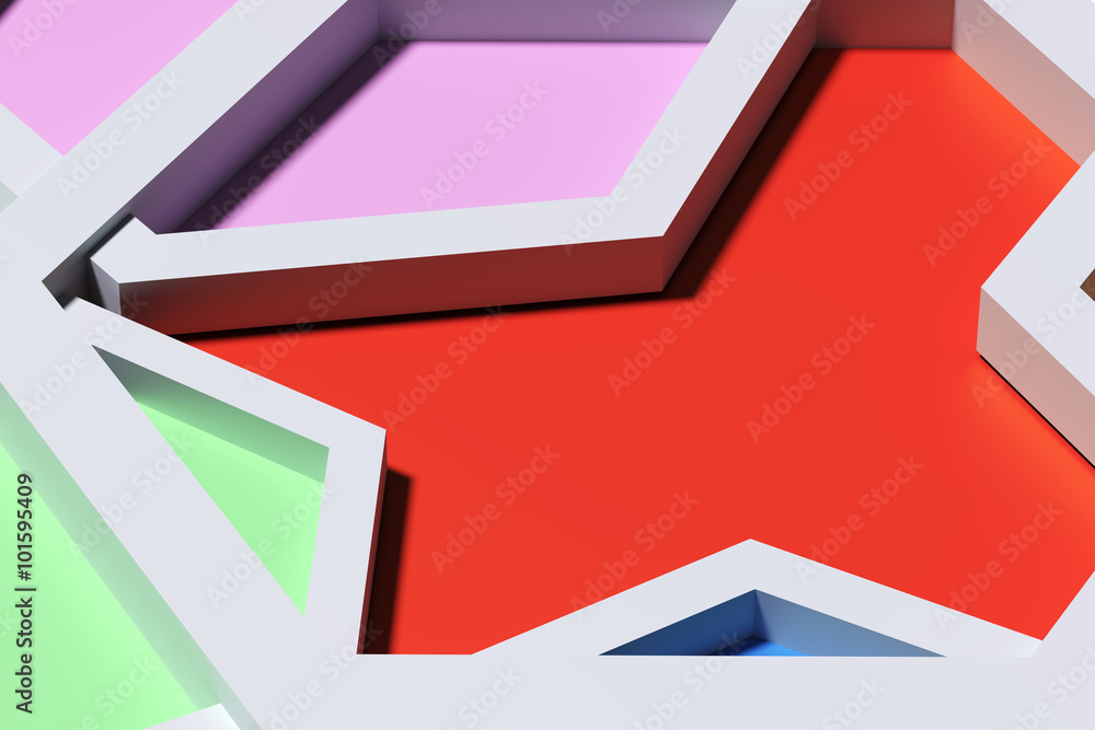 Close-up of three-dimensional colorful angles Close-up of three-dimensional colorful angles