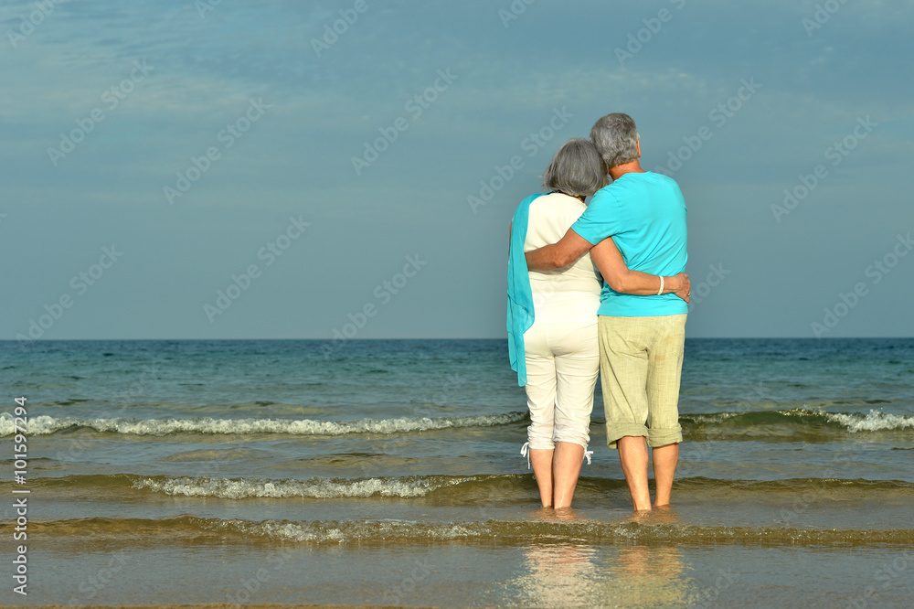 Elderly couple  at tropical beach