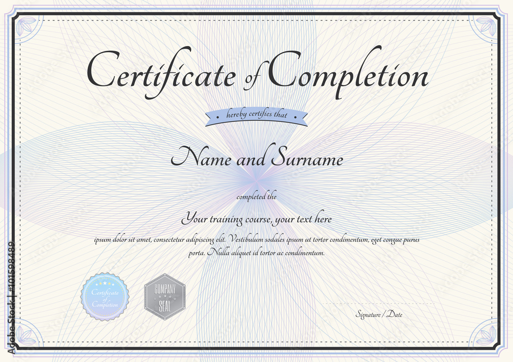 Fotografie Certificate of completion template in vector with florist botany