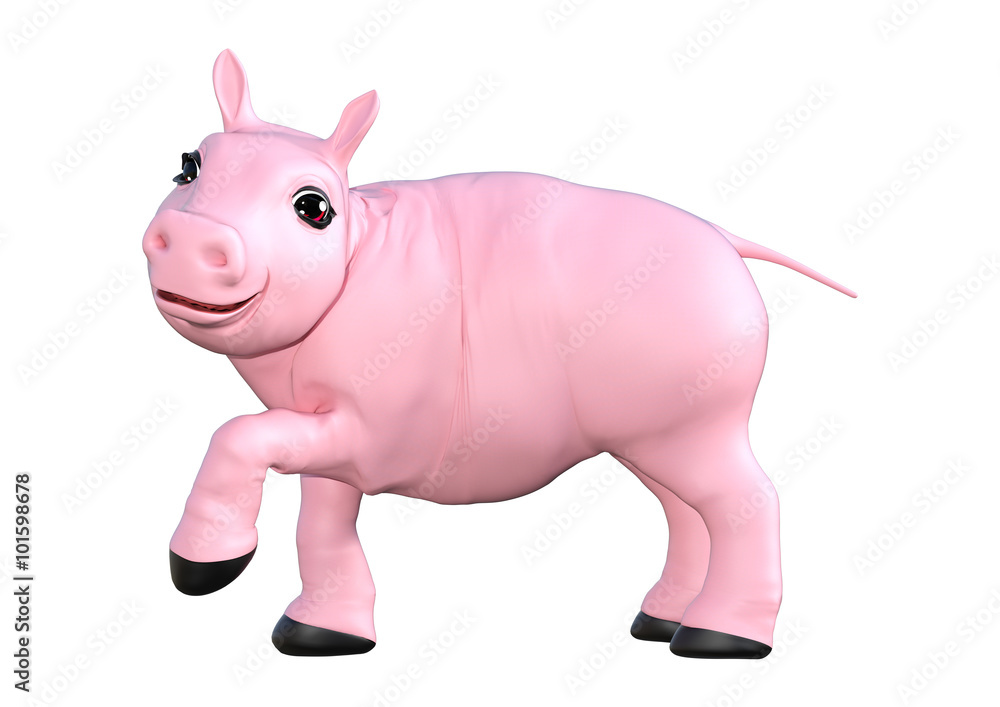Pink Pig on White