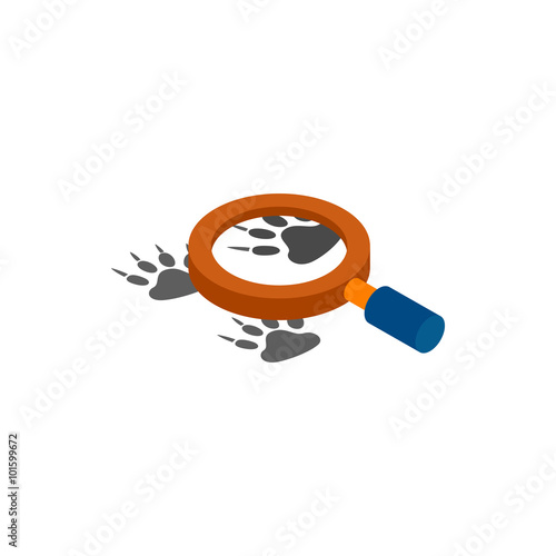 Magnifying glass with an animal footprint icon