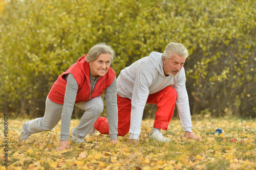 fit senior couple exercising