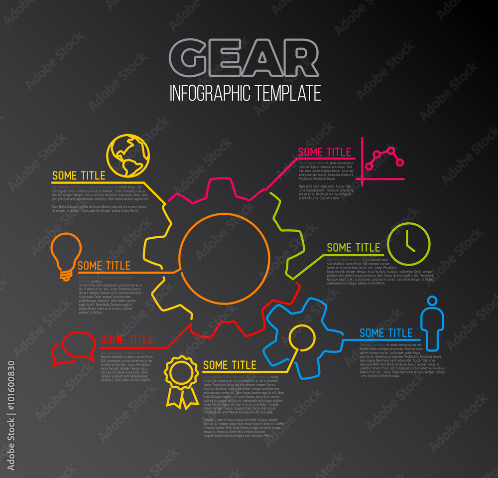Vector Infographic report template made from lines and icons Stock ...