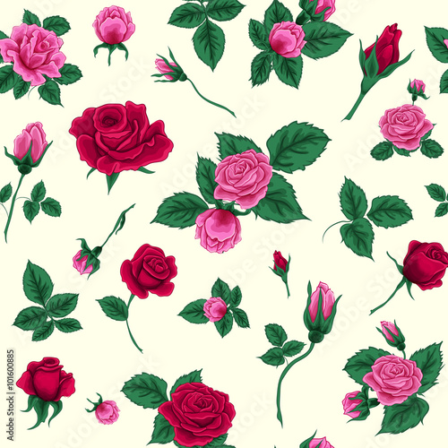 Floral Seamless Pattern with Roses