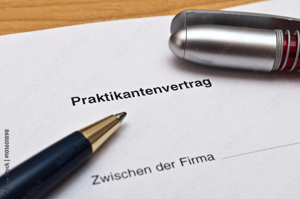 Fototapeta premium Praktikantenvertrag 