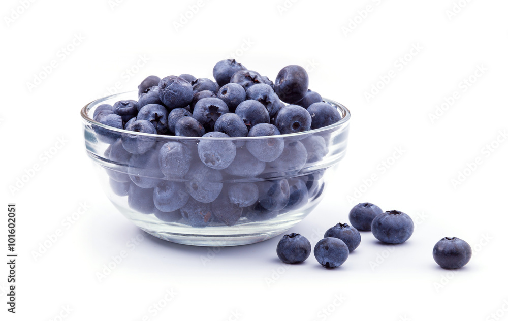 ripe blueberries in bowl isolated on white ripe blueberries in bowl isolated on white