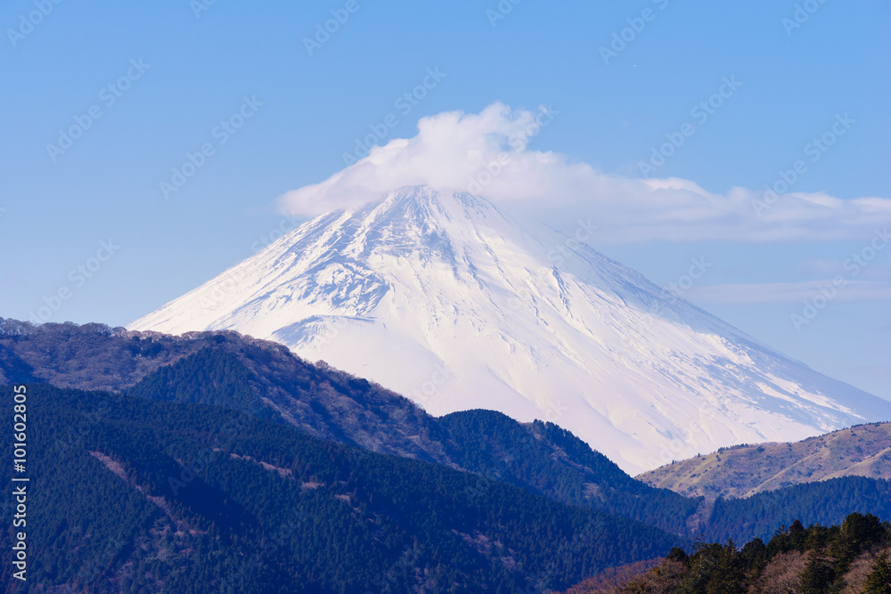 Mountain Fuji at Ashi lake hakone in winter season.