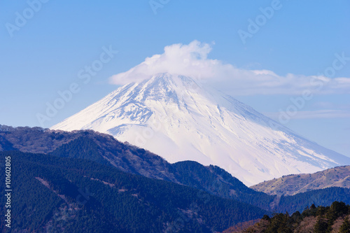 Mountain Fuji at Ashi lake hakone in winter season.