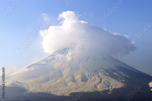 Fuji mountain with show covered on Top, close up, Japan photo