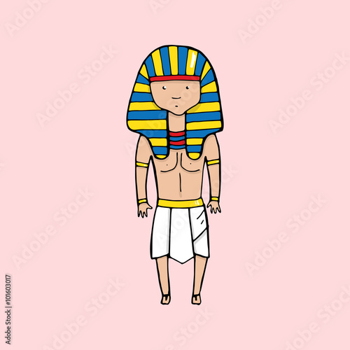 Cute egyptian pharaoh in cartoon style