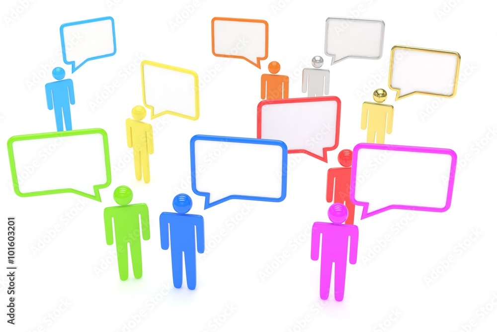 people with talk bubbles isolated over a white background people with talk bubbles isolated over a white background