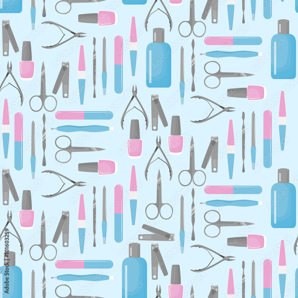 Seamless pattern with tools for manicure. Seamless pattern with tools for manicure.