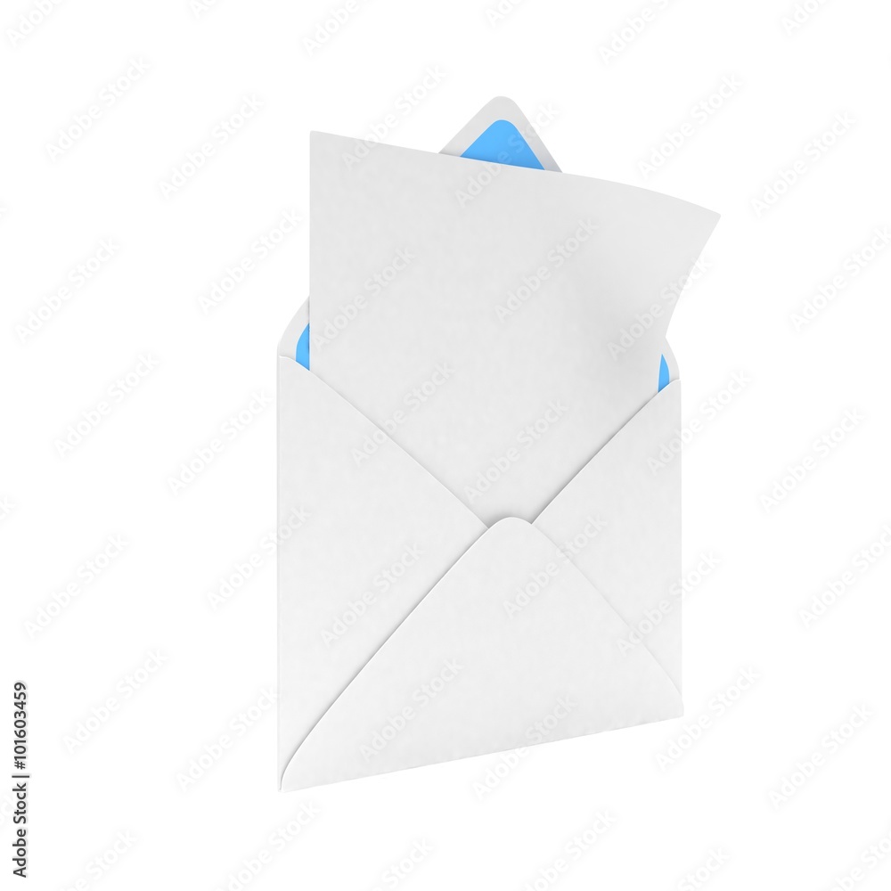 open mail with white blank open mail with white blank