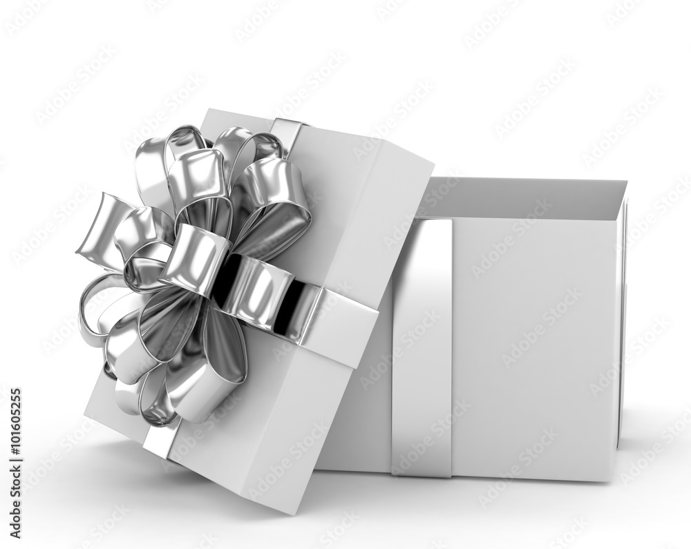 open gift box with bows isolated on white open gift box with bows isolated on white