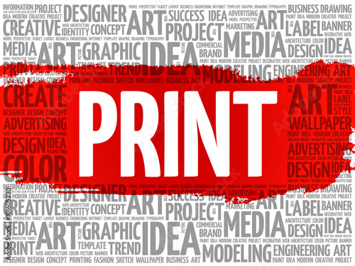 PRINT word cloud, creative business concept background