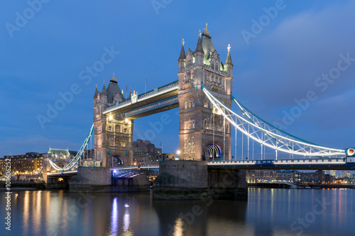 Tower Bridge in London at Dusk  Twilight.