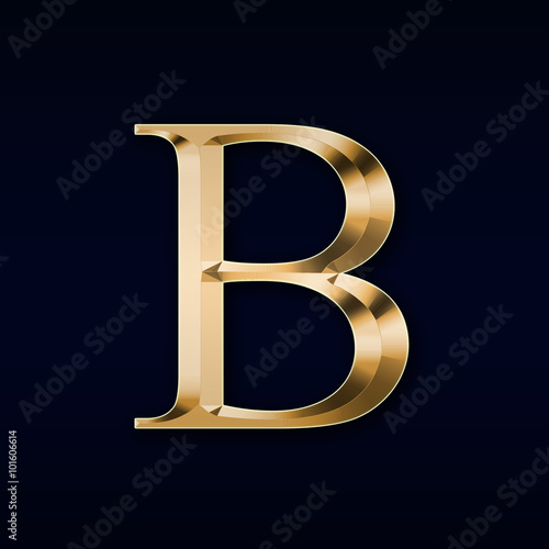 Фотография Gold letter B on a black  background