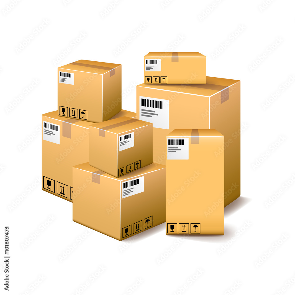 Cardboard boxes isolated on white vector Cardboard boxes isolated on white vector