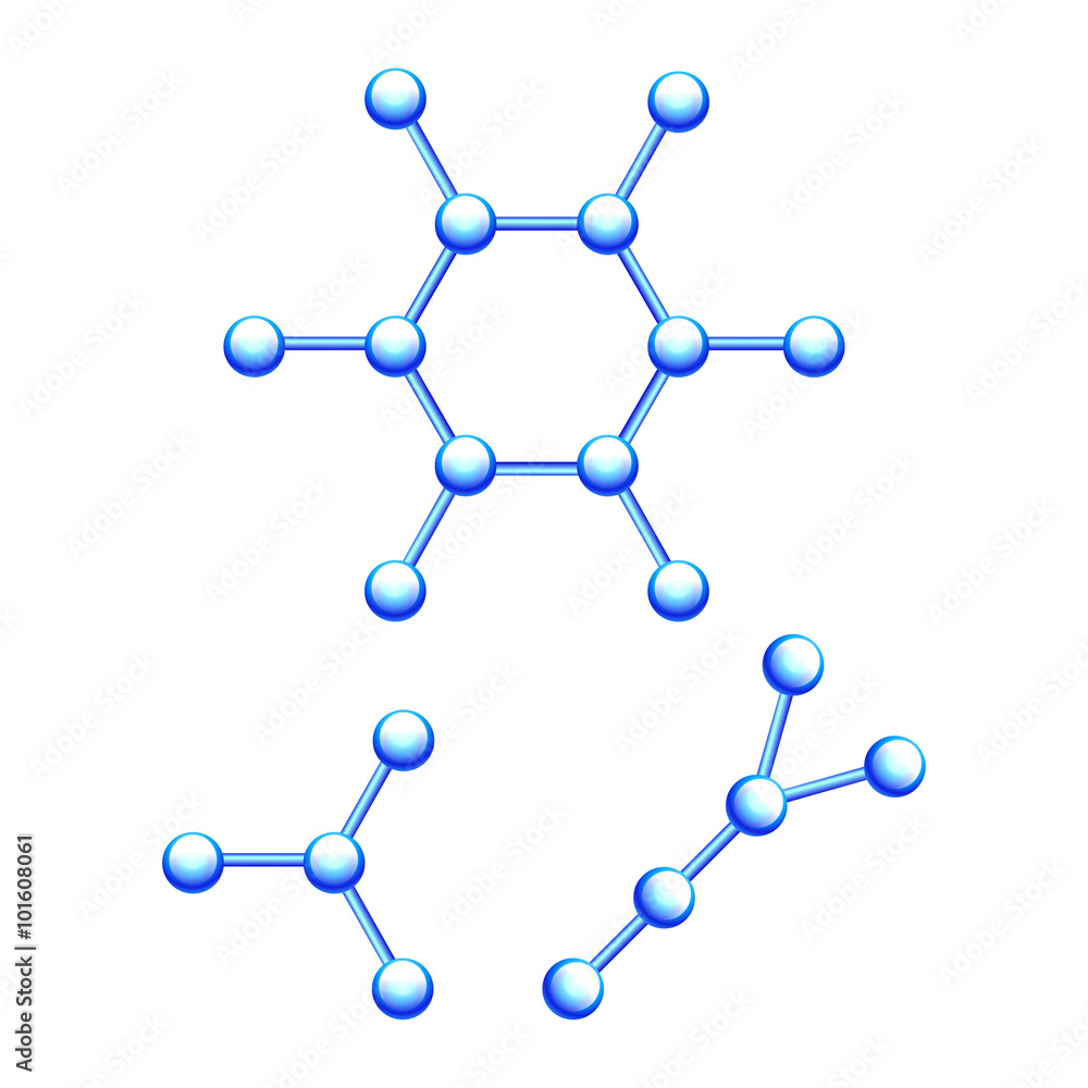 Different molecules isolated on white vector Different molecules isolated on white vector