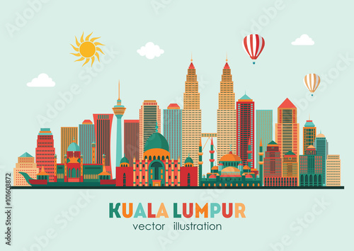 Canvas Print Kuala Lumpur detailed silhouette. Vector illustration
