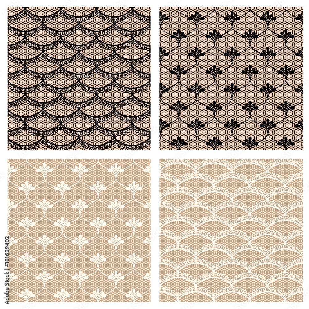 Fotografie Set of four seamless lace patterns