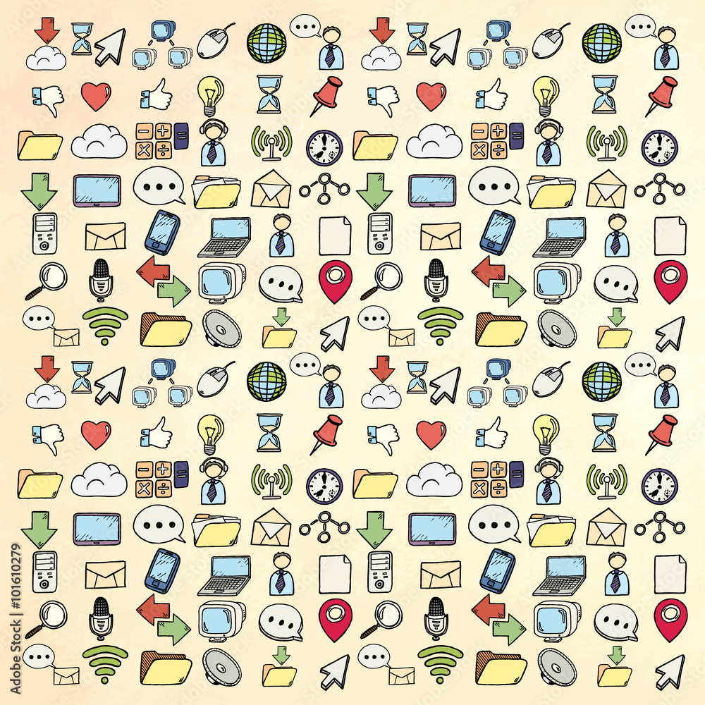 Hand drawn web and computer icons set. Hand drawn web and computer icons set.